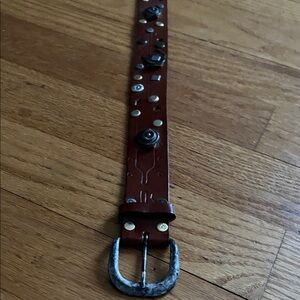 Studded Brown Leather Belt
